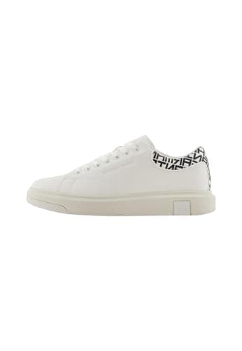 Image of Armani Exchange ActionLeather,sidelogo,laceup, MAN Sneaker, OFF WHITE+BLACK,