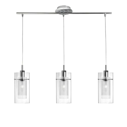 Image of Duo 1 3 Light Kitchen Island Pendant Shade Colour: Clear Glass
