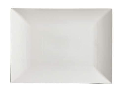 Image of Maxwell & Williams White Basics Linear Rectangular Serving Platter in Gift Box, Porcelain, White, 35 x 25 cm