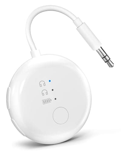 Image of Avantree SoundJet R1 – Airplane Bluetooth Adapter for Headphones & AirPods, aptX Adaptive, Qualcomm Chipset, 20H Playtime, Wireless Audio Transmitter for in-Flight Travel Essentials - White
