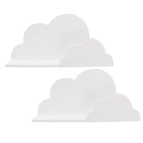 Image of Carousel Home Gifts PACK of 2 Baby Nursery Child's Bedroom Playroom Cloud Shaped Floating Book Shelf | White Floating Shelves | 40 x 20 cm Children's Cloud Shelves For Nursery