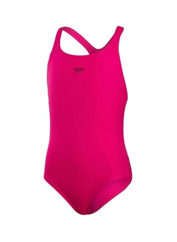 Image of Speedo Girls Eco Endurance+ Medalist Swimsuit | Chlorine Resistance | Recycled Fabric | Comfort Fit | Swimming Lessons | Swim Holiday Swimsuit Electric Pink