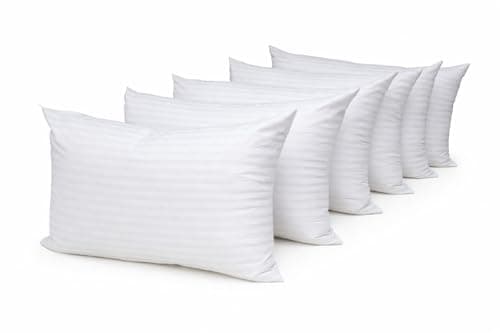 Image of ARLINENS Stripe Pillows Hotel Quality Luxury Hollow Fibre Stuffed Anti-Allergy Pillow Designed for Back Stomach & Side Sleeper Bed Pillows-Bounce Back Support Pillow-Standard Size 74x48cm (Pack of 6)