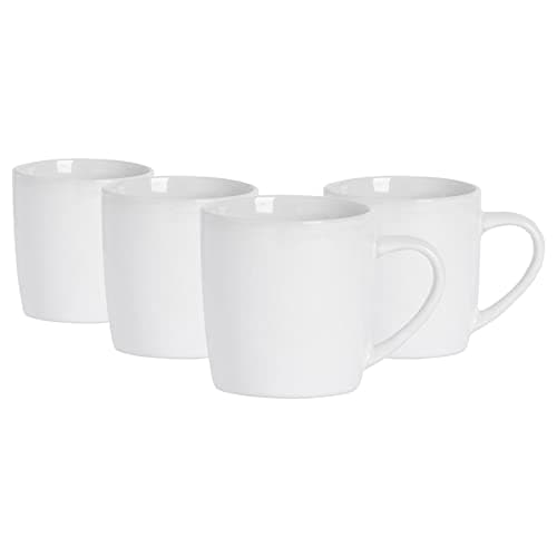 Image of Argon Tableware Coloured Coffee Mugs - White - 350ml - Pack of 4 - Gloss Ceramic Stoneware Latte Cappuccino Cups Hot Chocolate Cups Colourful Mug Set with Handle