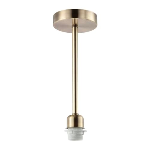 Image of Happy Homewares Classic Brushed Antique Brass Ceiling Light Fixture to Showcase Lamp Shades | 12cm x 33cm | Suitable for Shades with E27 Lamp Holder