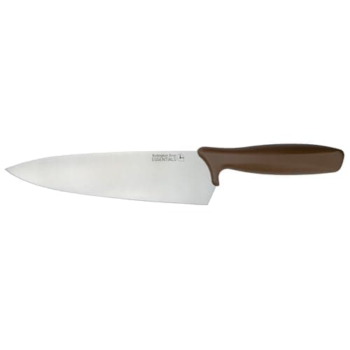 Image of Rockingham Forge Essentials Brown Handle Chef’s Knife 24cm for Vegetables - Coloured Knives for Food Hygiene, Allergen and Intolerance Food Preparation - Colour Coded Stainless Steel Kitchen Knives