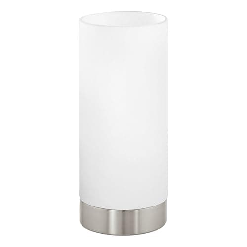 Image of Eglo Damasco 1 Table lamp, 1-Flame Desk lamp, Steel Bedside lamp, Colour: Matt Nickel, Glass: satined, White, Socket: E27, incl. Switch