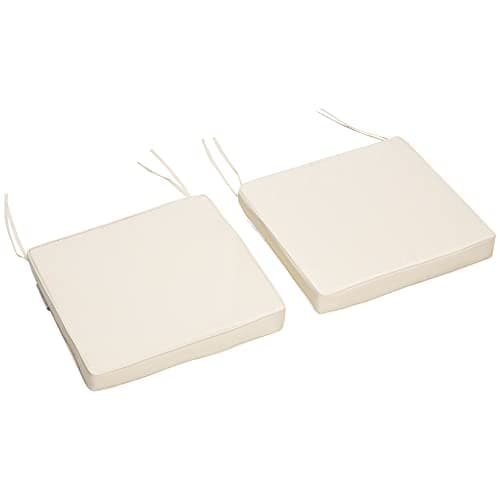 Image of Outsunny Set of 2 Garden Chair Cushions with Ties, 45 x 45 cm Replacement Cushions for Outdoor Furniture, Cream White