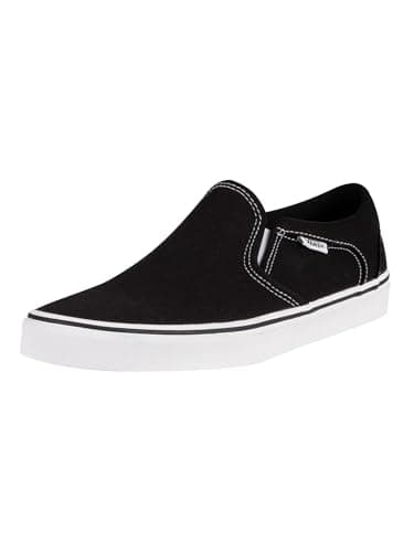 Image of Vans Men's Mn Asher Sneaker, Black Canvas Black White 187, 10 UK