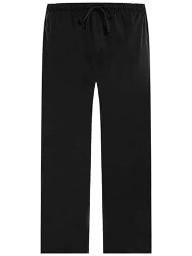 Image of U2SKIIN Mens 100% Cotton Pajama Pants, Lightweight Soft Lounge Pant with Pockets Sleep Pj Bottoms for Men (Black, L)