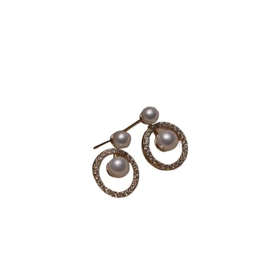 Image of Upscale 14k Gold Jewelry Real Gold Earrings Zircon Pearl Twist Luxury Stud Earrings For Women Brincos Pendientes Bijoux(Q)