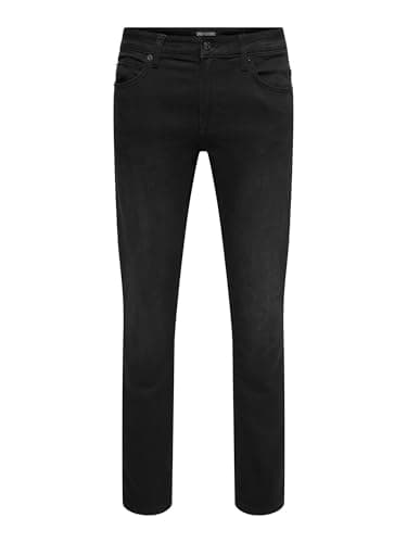 Image of ONLY & SONS Men's Onsloom Black Jog 7451 Pk Noos Slim Jeans, Black, W30/L32