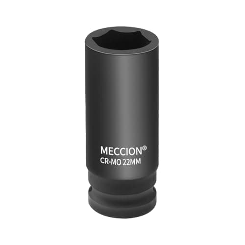 Image of Meccion 1/2 Inch Drive Impact Socket 22mm Heavy Duty Cr-Mo 6 Point Deep Socket, 78mm Length