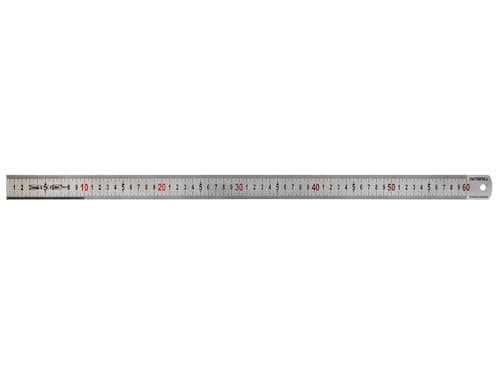 Image of Faithfull Measuring Rule 600mm (24 Inch) – Matt Silver Stainless Steel Ruler with Clear Metric Graduations & Hanging Hole