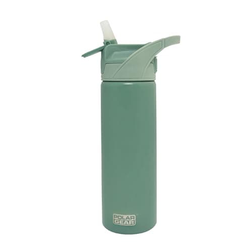 Image of Polar Gear 575ml Stainless Steel Water Bottle with Straw - Double Wall Insulated Water Bottle With Straw - Leakproof Sports Water Bottle with Push Button Soft Spout Release & Carry Handle (Eucalyptus)