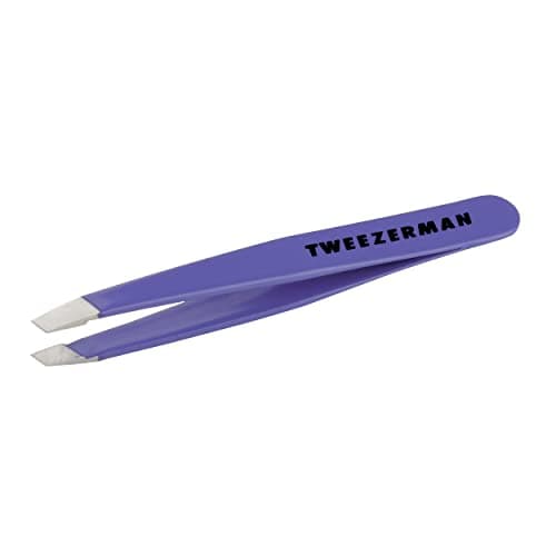 Image of Tweezerman Blooming Lilac Mini Slant Tweezer, Professional Stainless Steel Precision Tweezers for Facial Hair and Eyebrows, with Travel Case, (Pack of 1)