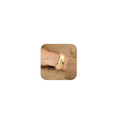 Image of HolidayQbee Gold Bangle for Women – Handmade Hammered-Effect Bracelet with Hinged Clasp, Elegant Statement Jewellery for Day or Evening Wear