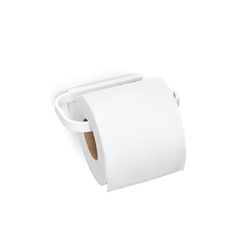 Image of Brabantia - Mindset Toilet Roll Holder - Fits All Regular Roll Sizes - Wall-Mounted - Corrosion Resistant - Bathroom Accessory - Fixing Materials Included - Fresh White - 4.2 x 8.6 x 14 cm