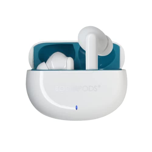 Image of Boompods Skim Sustainable True Wireless Earbuds - Bluetooth Earphones with ENC Microphone & 20Hr Playtime, Water-Resistant Ear Buds Made from Ocean-Bound Plastic, Custom Controls & Gaming Mode, White