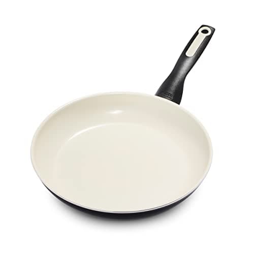 Image of GreenPan Rio Healthy Ceramic Non-Stick 26cm Frying Pan Skillet, PFAS Free, Stay-Cool Handle, Oven Safe up to 160°C, Dishwasher Safe, Black & Cream