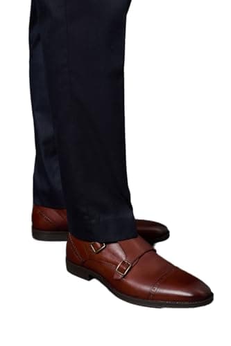 Image of Burton Tan Leather Smart Monk Strap Brogue Shoes, 9, Tan