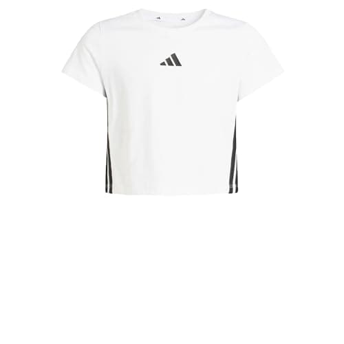 Image of adidas Girl's Essentials Logo T-Shirt, White/Black, 9-10 Years