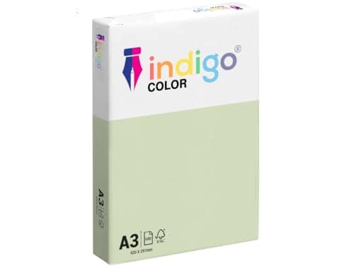 Image of indigo A3 Multipurpose 80gsm Coloured Paper Ream of 500 Sheets (Light Pastel Green)