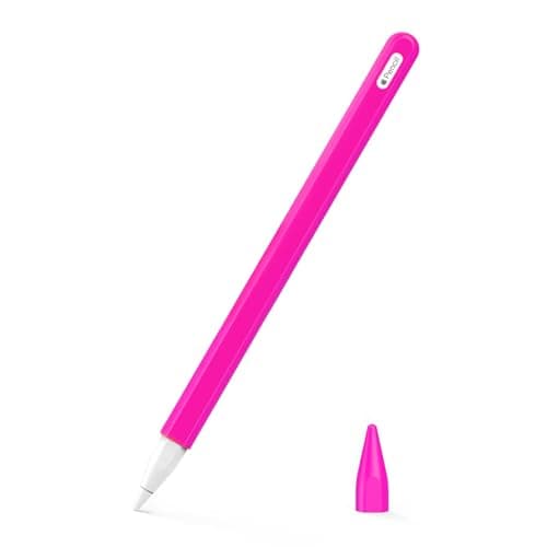 Image of MoKo Pencil Case Compatible with Apple Pencil 2nd Gen, [2 Pieces] Silicone Pencil Holder Sleeve and Nib Cover, Protective Pencil Cover for Apple Pencil 2nd Generation, Pitaya Red