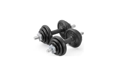 Image of York Fitness 20 kg Cast Iron Spinlock Dumbbell - Adjustable Hand Weights Set (Pack of 2) - Black