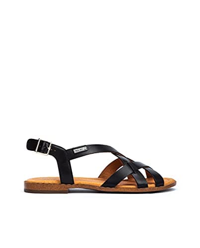 Image of Pikolinos Leather Flat Sandals ALGAR W0X Black