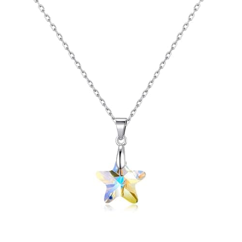 Image of Philip Jones Sterling Silver Aurora Borealis Star Necklace Created with Zircondia® Crystals