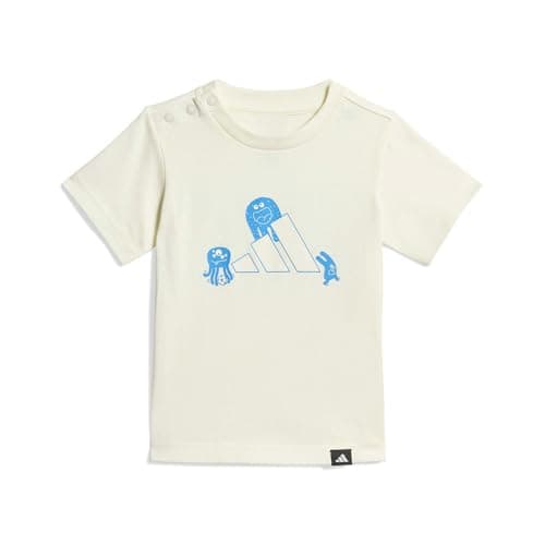 Image of adidas Unisex Baby Infant TIRO_NSTER Graphic T-Shirt, Off White, 0-3 Months