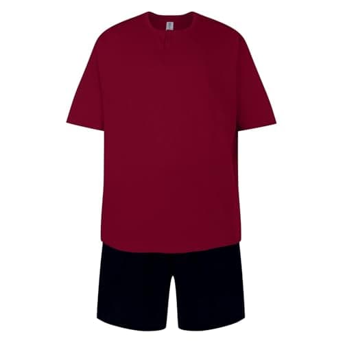 Image of Mens Plus Size Short Pyjama Sets 3XL 4XL 5XL 6XL Sleep Lounge Wear PJ Set New (BLKBURG 6XL)