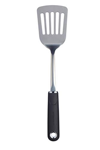 Image of MasterClass Fish Slice / Slotted Turner with Soft Grip Handle, Stainless Steel, 35.5 cm, Black