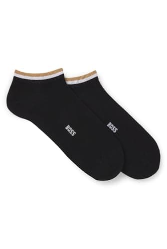 Image of BOSS Mens 2P AS Uni stripe CC Two-pack of ankle-length socks with logo and signature stripe