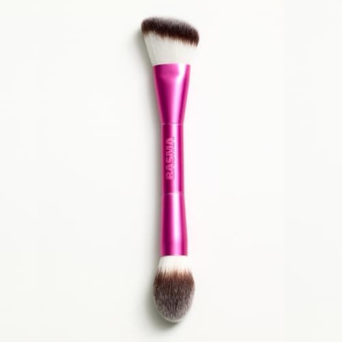 Image of BASMA Beauty Sculpt & Buff Dual-Ended Makeup Brush for Foundation, Bronzer, Blush & Contour, Cream and Powder Blending Brush with Soft Dense Bristles for Smooth Airbrush Finish