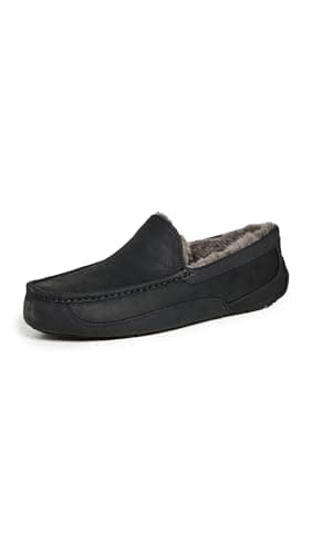 Image of UGG Ascot Men's Slippers, Black Matte Leather, 41 EU Weit