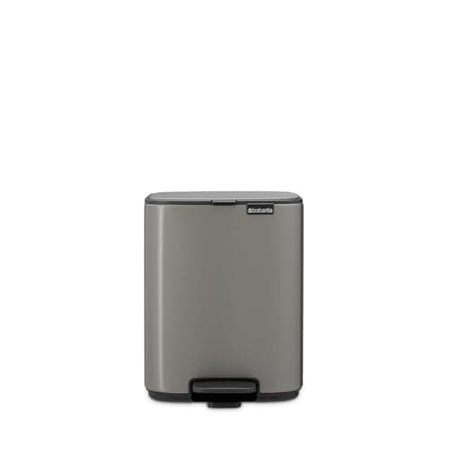 Image of Brabantia Bo Pedal Bin 7L (Platinum), Soft Closing Waste Bin with Light Pedal Operation, Easy to Clean Removable Plastic Inner Bucket with Free PerfectFit Rubbish Bags Included