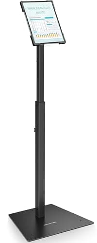 Image of AboveTEK Security iPad Kiosk Floor Stand, Anti-Theft POS Tablet Stand for Retail Business, Height Adjustable Tablet Floor Stand, 360° Swivel Universal Locking Holder (Black)