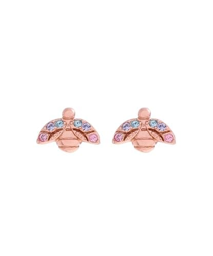 Image of Olivia Burton Women's Rainbow Bee Collection Stud Earrings Rose Gold - OBJAME274