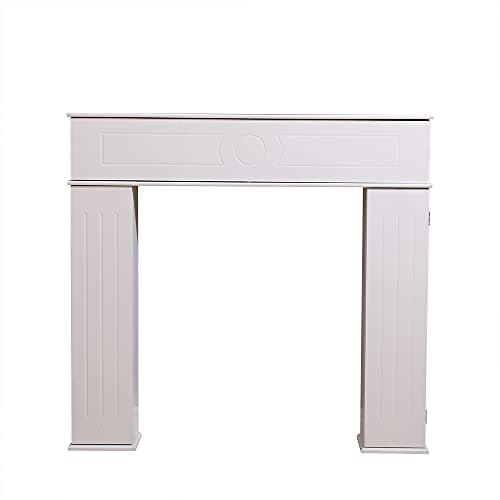 Image of HMD Fireplace Console Hidden Storage Cabinet Wood Fire Surround Cabinet Mantelpiece White/Grey Living Room W107xD18xH100cm (White)