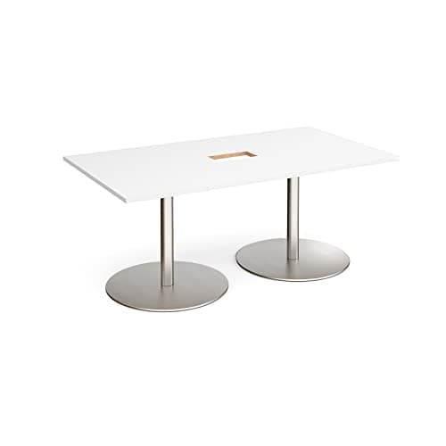 Image of Mr Office Eternal rectangular boardroom table - brushed steel base, 1800, White