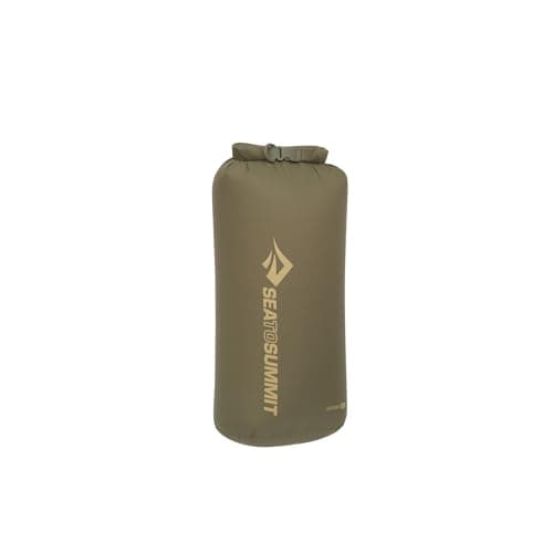 Image of Sea to Summit - Lightweight Dry Bag L 13L - Waterproof Storage - Roll-Top Closure - Recycled Fabric - Base Lash Point & D-Ring - For Backpacking & Kayaking - 22 x 20 x 45.9cm - Olive Green - 81g