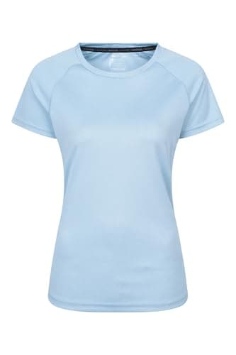 Image of Mountain Warehouse Endurance Womens T-Shirt - IsoCool Ladies Top, UV Protection UPF30+ Tee, Breathable & High Wicking - for Spring Summer, Running, Travelling Light Blue (Plain) Women's Size 10
