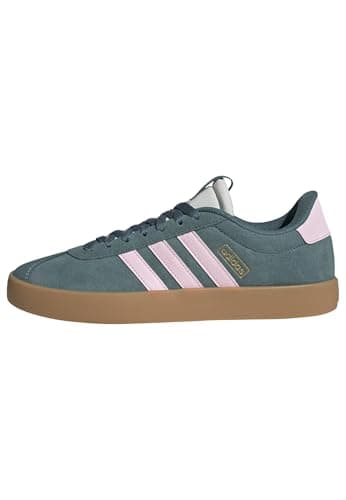Image of adidas Women's VL Court 3.0 Shoes, Preloved Teal/Clear Pink/Gold Metallic, 4 UK