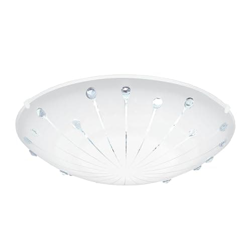 Image of Eglo LED Ceiling Light Margitta 1, Single-Flame Classic Ceiling lamp, Living Room Light Made of White Metal, Clear Glass with granille Crystals, Bedroom lamp, Warm White LED Hallway Light, Ø 31.5 cm