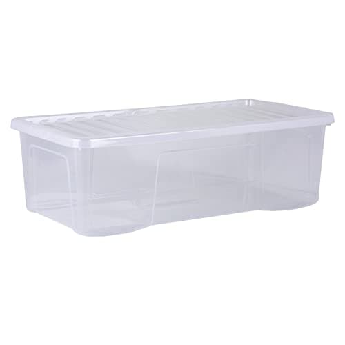 Image of Wham Crystal 4 x 62L Stackable Plastic Storage Boxes with Lids | Ideal for Home, Office, Toys & More | Large Boxes | Made in UK - Clear