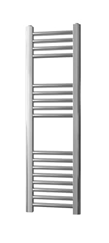Image of Greened House Chrome Straight Heated Towel Rail 300mm wide x 1000mm high Flat Central Heating Towel Radiator
