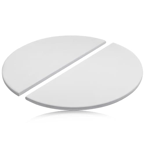 Image of Half-Moon Heat Deflector Plates for Kamado Joe Big Joe I, II, III, Replacement Parts BJ-HDP Indirect Cooking Cordierite Heat Deflector Plates Accessories for Kamado Joe 24" Grill Smoker, White 2-Pack