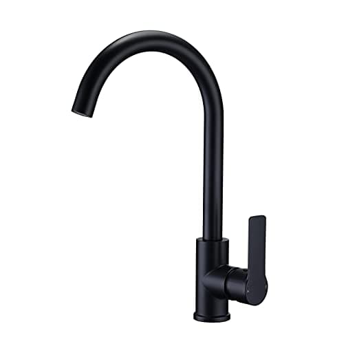 Image of Peppermint Black Kitchen Tap Single Lever Monobloc Matt Black Sink Taps for Kitchens BauEdge Mixer Tap for Sinks Swan Neck Kitchen Mixer Taps 1 Hole